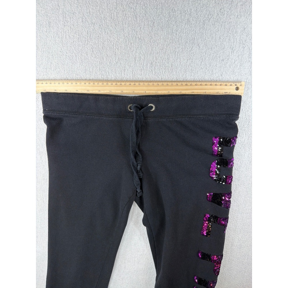 Y2K Victoria's Secret PINK Sequin Shirt and Sweatpants Set Black Purple XS/S - Picture 12 of 13